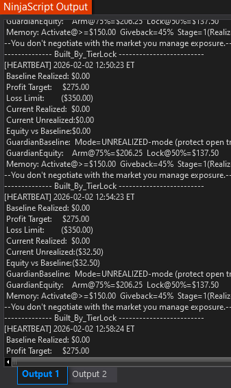 AutoClose Pro Guardian profit locking interface in NinjaTrader 8
