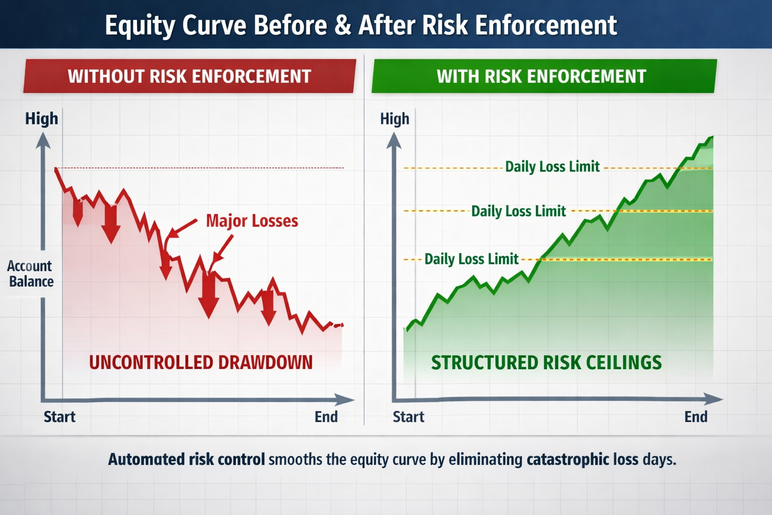 NinjaTrader daily loss limit enforcement equity curve comparison